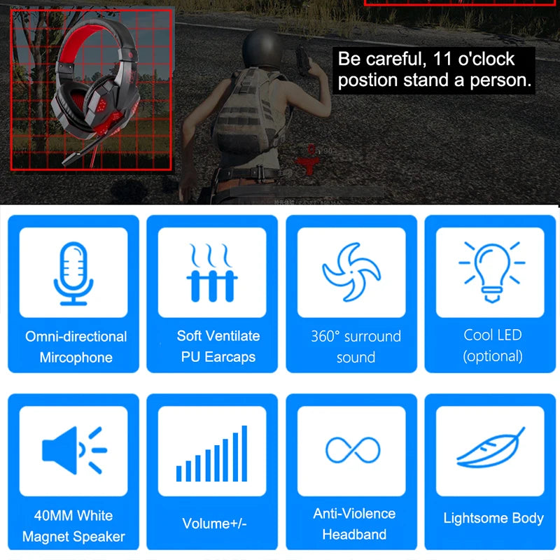 New Professional Wired Gaming Headphones With Microphone Led Light For Computer PS4 PS5 Xbox Bass Stereo PC Gaming Headset Gifts