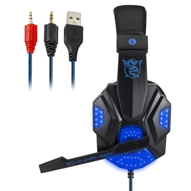 New Professional Wired Gaming Headphones With Microphone Led Light For Computer PS4 PS5 Xbox Bass Stereo PC Gaming Headset Gifts