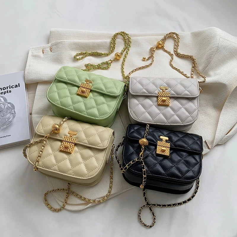 Summer Fashion PU Leather Women Shoulder Bag Designer Flap Handbags Women Bags 2022 Trend Quilted Chain Crossbody Bags Purses