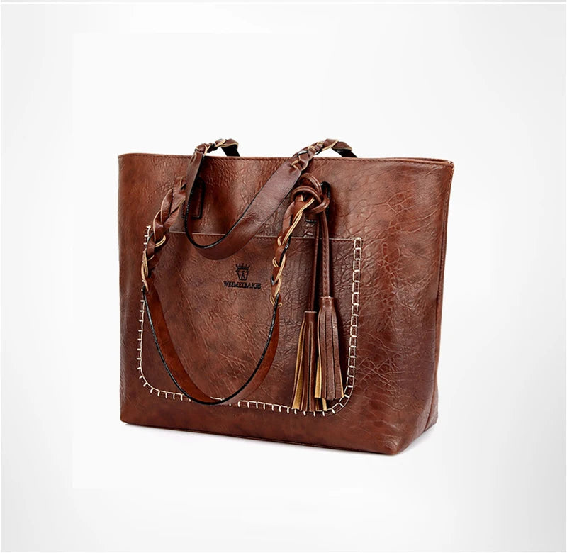 Bag Fashion Women Leather Handbag Brief Shoulder Bags Black White Large Capacity Luxury Handbags Tote Bags Design Bolsos