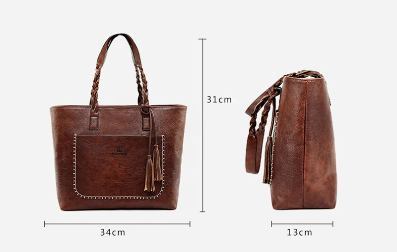 Bag Fashion Women Leather Handbag Brief Shoulder Bags Black White Large Capacity Luxury Handbags Tote Bags Design Bolsos
