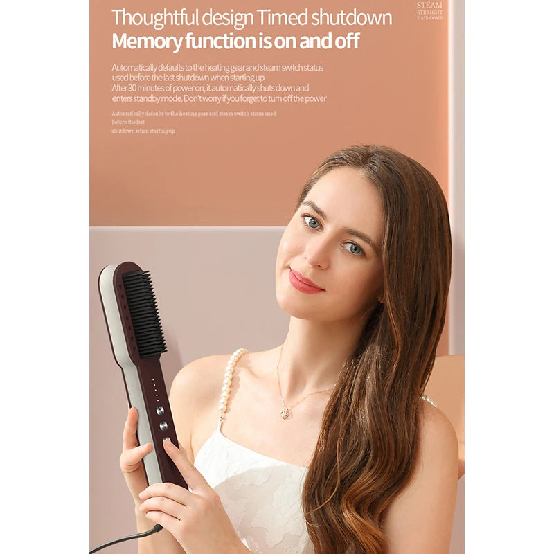 Hot Steam Hair Straightening Comb Electric Hair Care Brush 30 Second Rapid Heating Hair Straightener