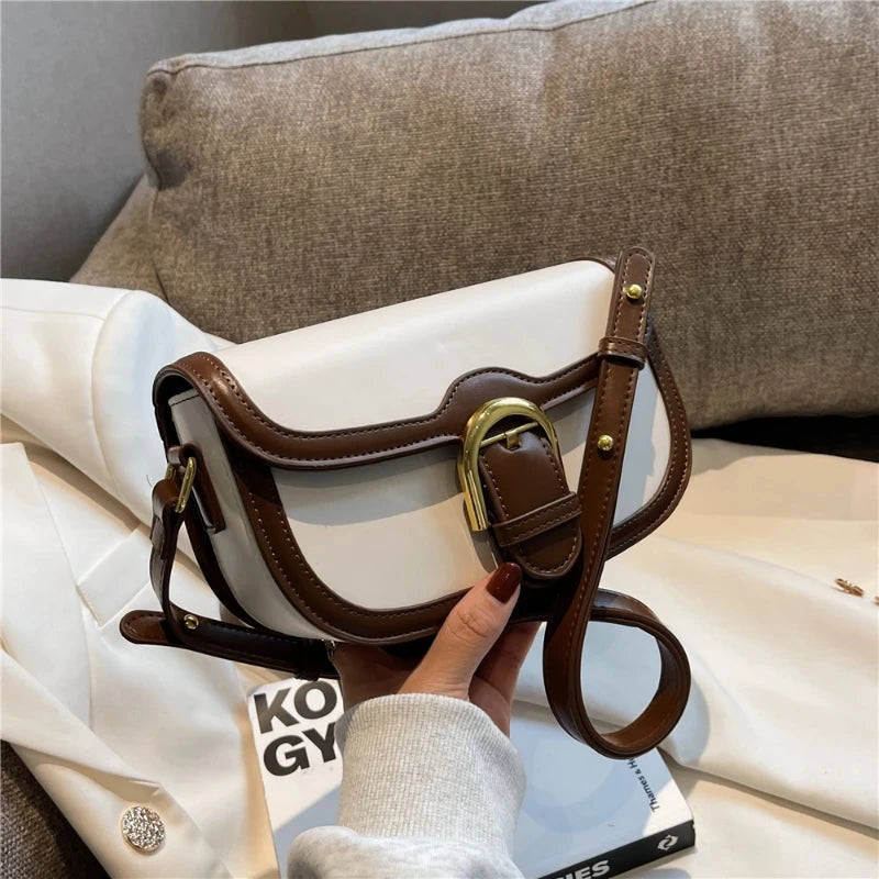 Saddle Shoulder Bags for Women Luxury Designer Small Crossbody Bag Leather Ladies Handbag Fashion Women Bags Flap Purse