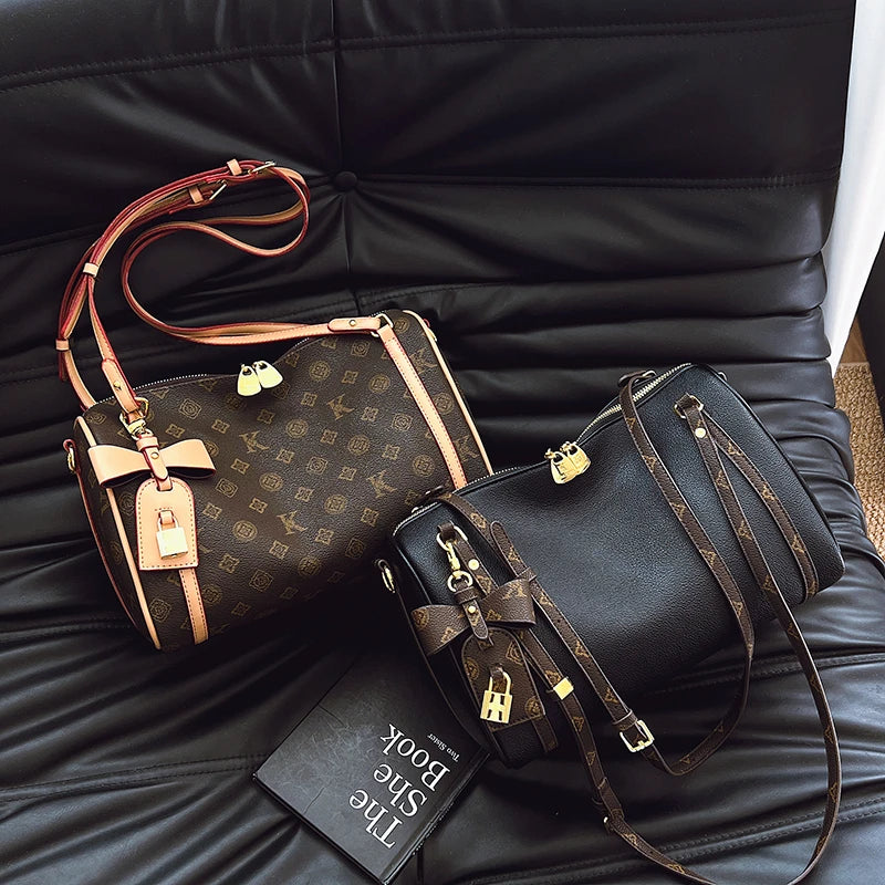 Fashion Geometric Pattern  Shoulder Bag Boston Pillow Commuting Handbag Large Capacity PU Zipper Portable Women's Bag.1071