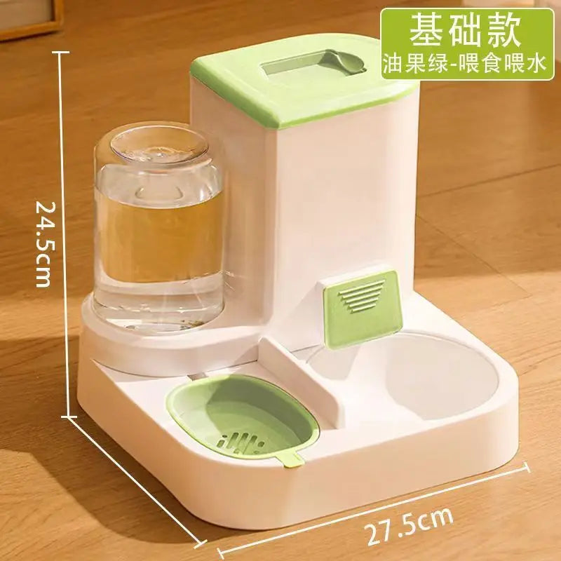 Automatic Gravity Pet Feeder Water Dispenser Large Capacity Non Slip Base Self Feeding Food Grade Plastic Bowl Station