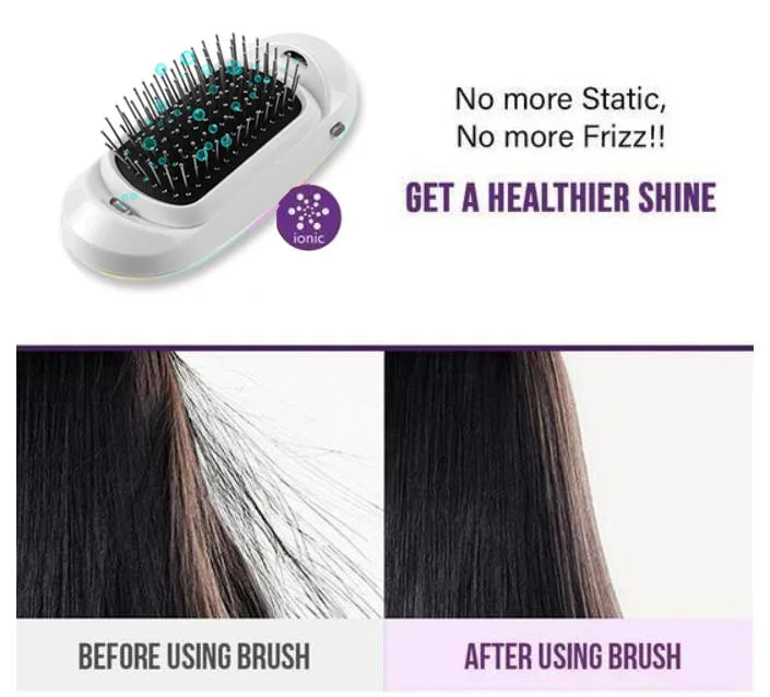 2.0 Portable Ionic Hairbrush Dropshipping Niche Product Double Negative Ions Hair Brush With Pattern Hair Scalp Massage Comb