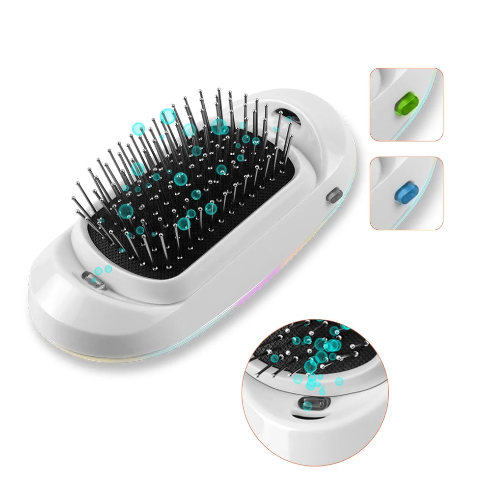 2.0 Portable Ionic Hairbrush Dropshipping Niche Product Double Negative Ions Hair Brush With Pattern Hair Scalp Massage Comb