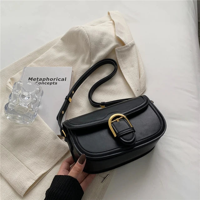 Saddle Shoulder Bags for Women Luxury Designer Small Crossbody Bag Leather Ladies Handbag Fashion Women Bags Flap Purse