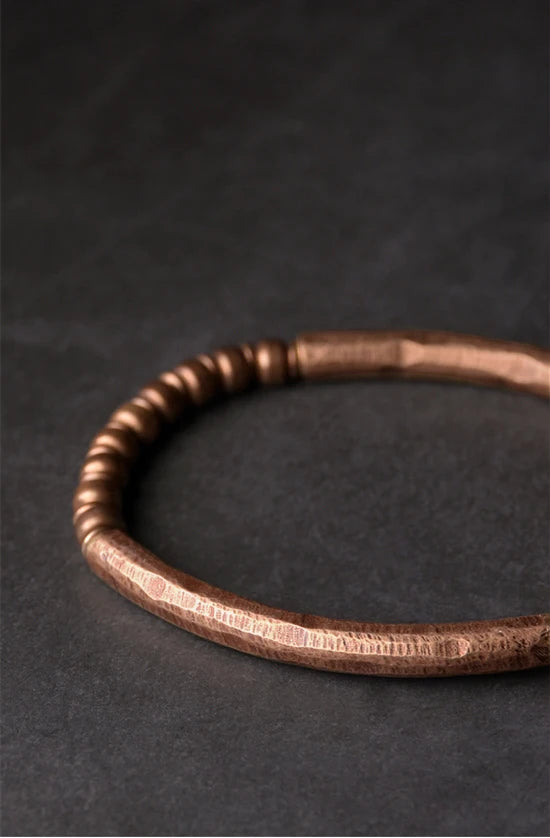Whole Viking Hammered Pure Copper Bracelet Retro Processed Oxidized Street Rock Style Metal Vajar Unisex Men Women Gift Jewelry