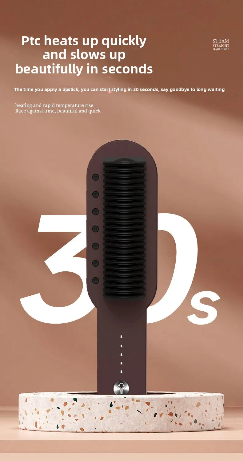 Hot Steam Hair Straightening Comb Electric Hair Care Brush 30 Second Rapid Heating Hair Straightener