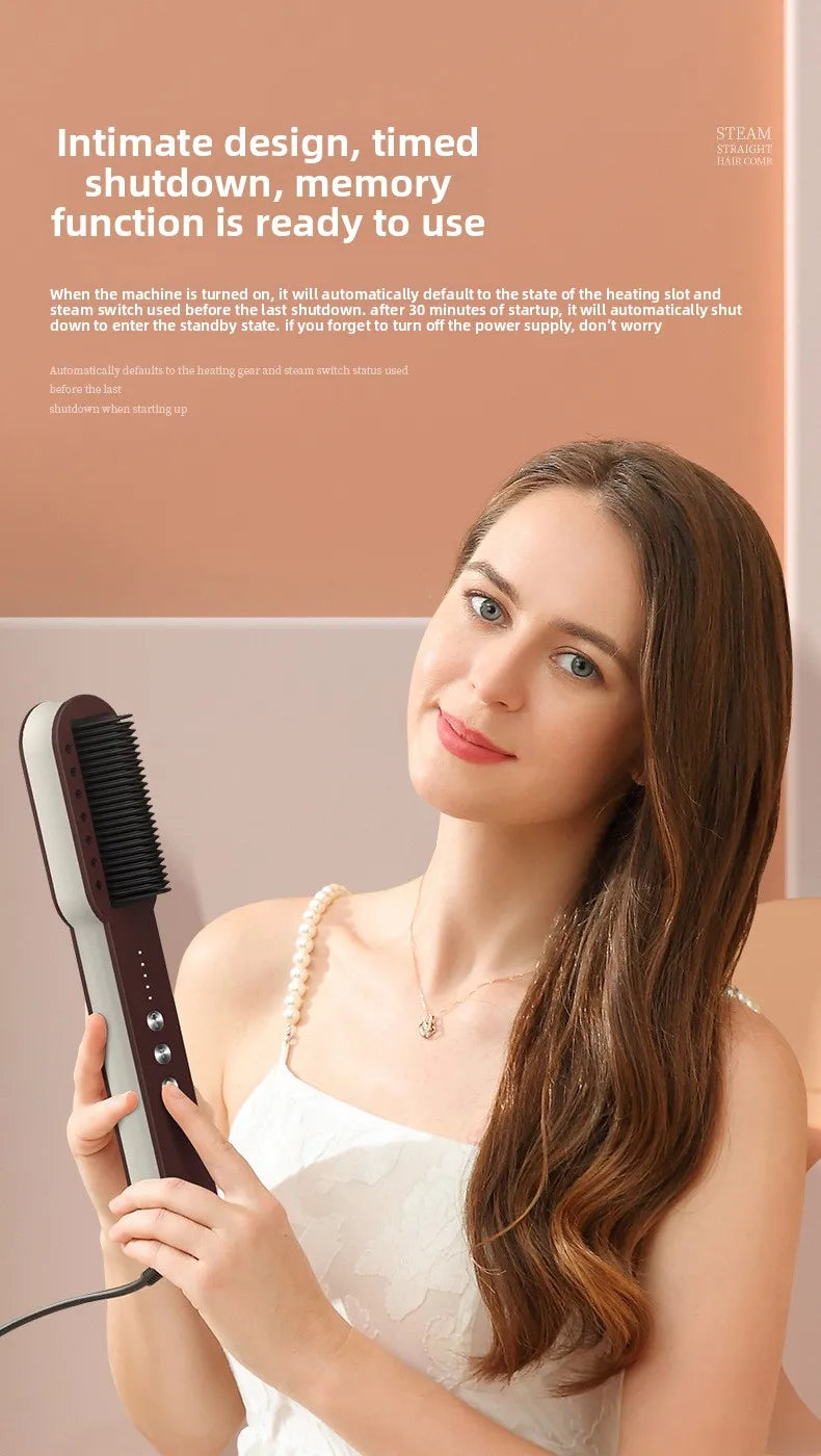 Hot Steam Hair Straightening Comb Electric Hair Care Brush 30 Second Rapid Heating Hair Straightener