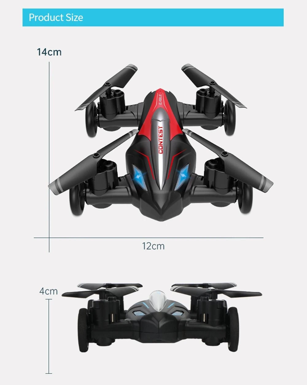 D85 2in1 Mini Drone Air-Ground Flying Car 2.4G Dual Mode Racing Professional RC Car Quadcopter Drones Children Off-road Toy Dron