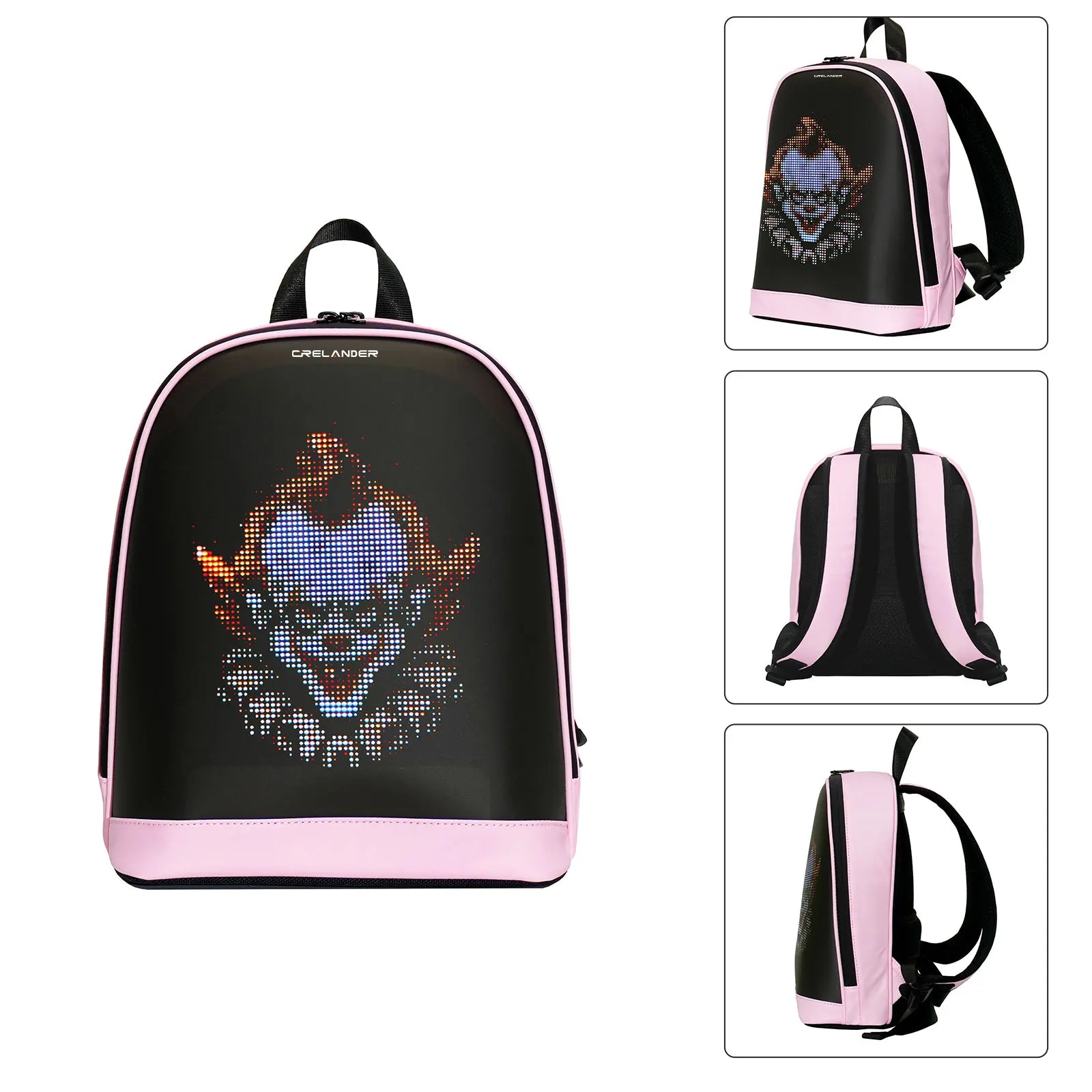 CRELANDER T7 Smart Backpack Black Women Bags Custom DIY LED Full Color Screen Smart LED Backpack Mini Knapsack