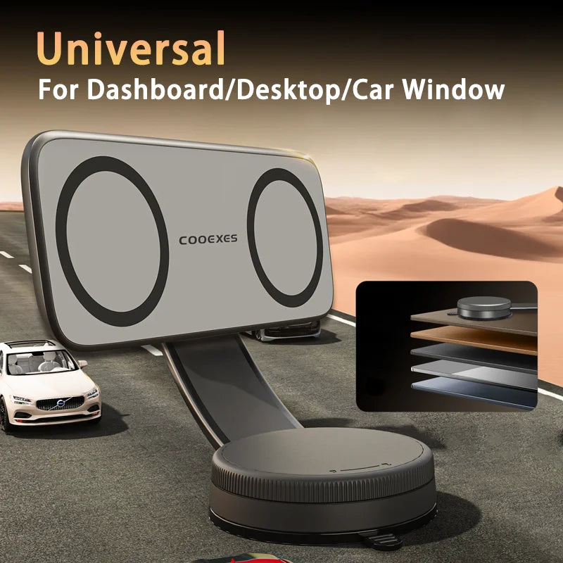 New Arrival Car Phone Holder Strong Magnetic Flexible 360 Rotation Vacuum Suction Cup Memory Metal Phone Mount for magsafe