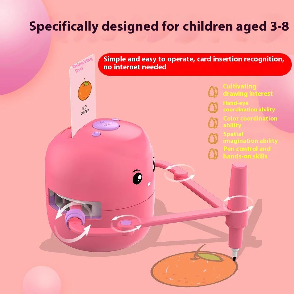 Fully Automatic Intelligent Drawing and Writing Robot Toy for Kids Aged 3 to 6 Plastic Material Accompanying Kids' Growth