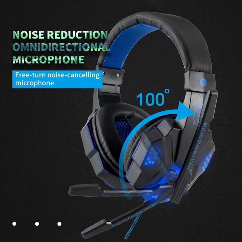 New Professional Wired Gaming Headphones With Microphone Led Light For Computer PS4 PS5 Xbox Bass Stereo PC Gaming Headset Gifts