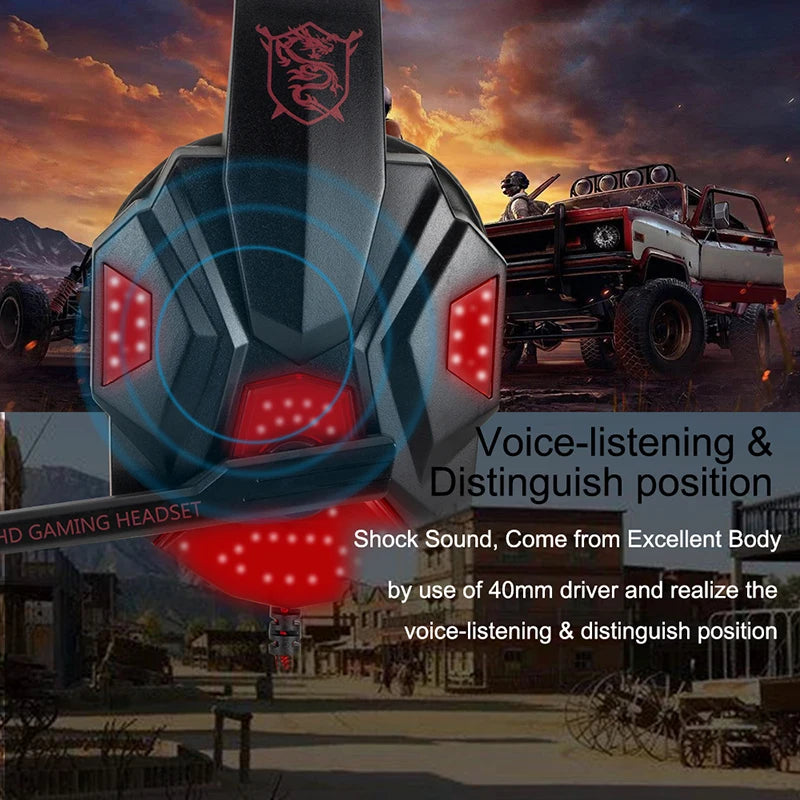 New Professional Wired Gaming Headphones With Microphone Led Light For Computer PS4 PS5 Xbox Bass Stereo PC Gaming Headset Gifts