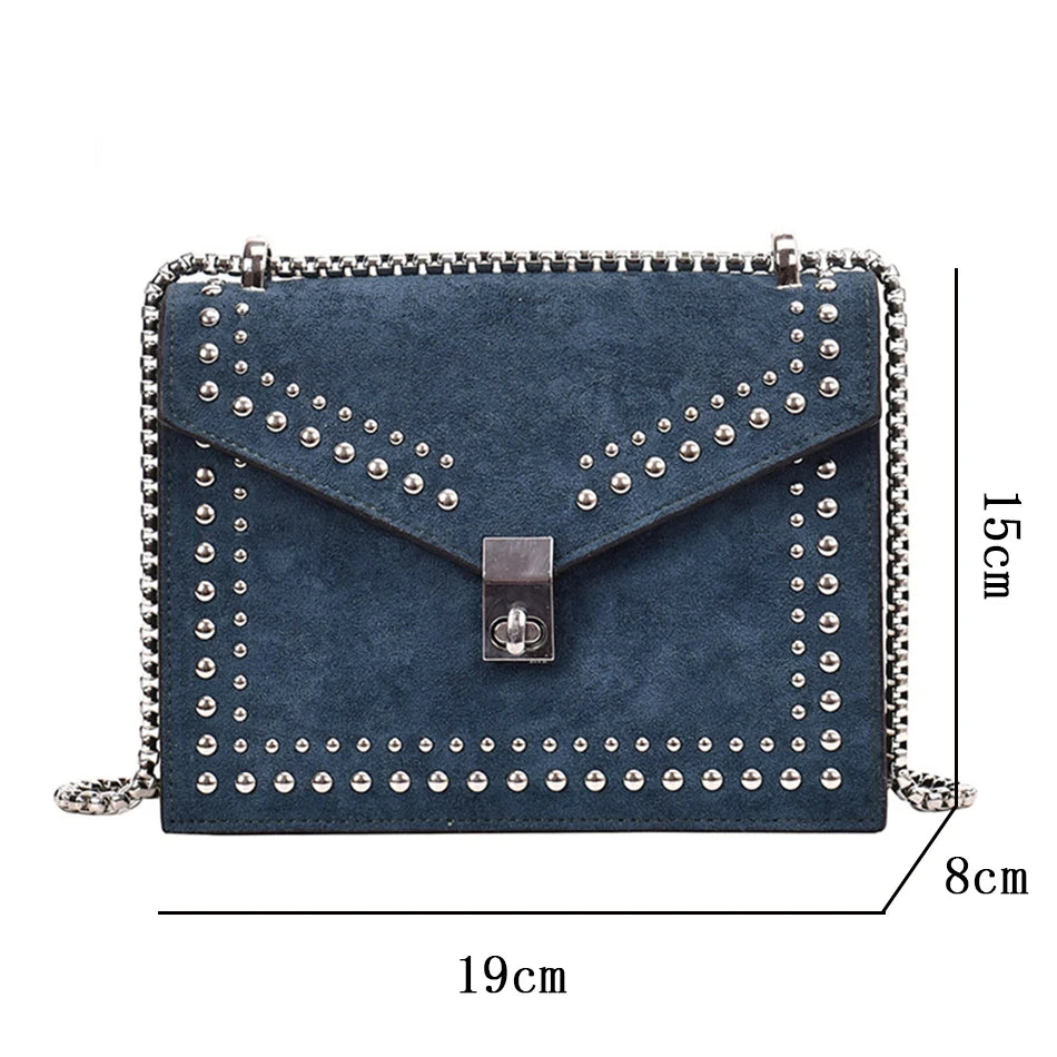 Scrub Leather Brand Designer Shoulder Simple Bags For Women Chain Rivet Luxury Crossbody Bag Female Fashion Small Handbags