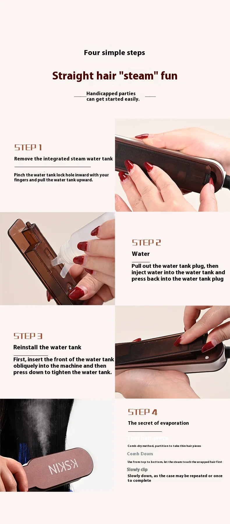 Hot Steam Hair Straightening Comb Electric Hair Care Brush 30 Second Rapid Heating Hair Straightener