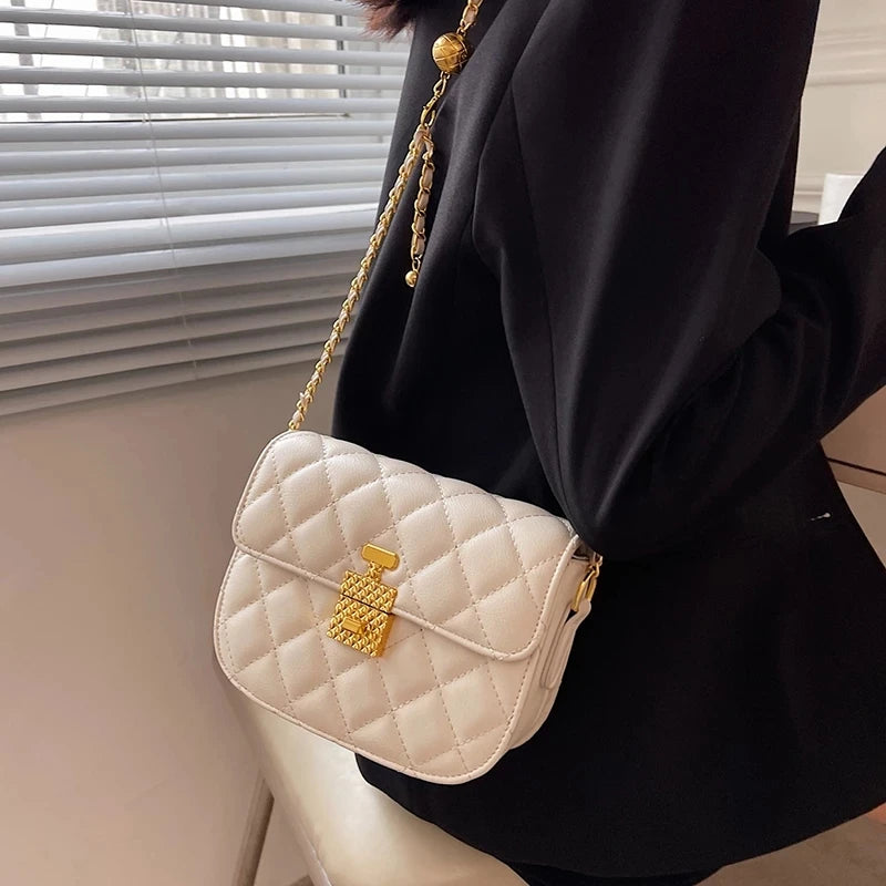 Summer Fashion PU Leather Women Shoulder Bag Designer Flap Handbags Women Bags 2022 Trend Quilted Chain Crossbody Bags Purses