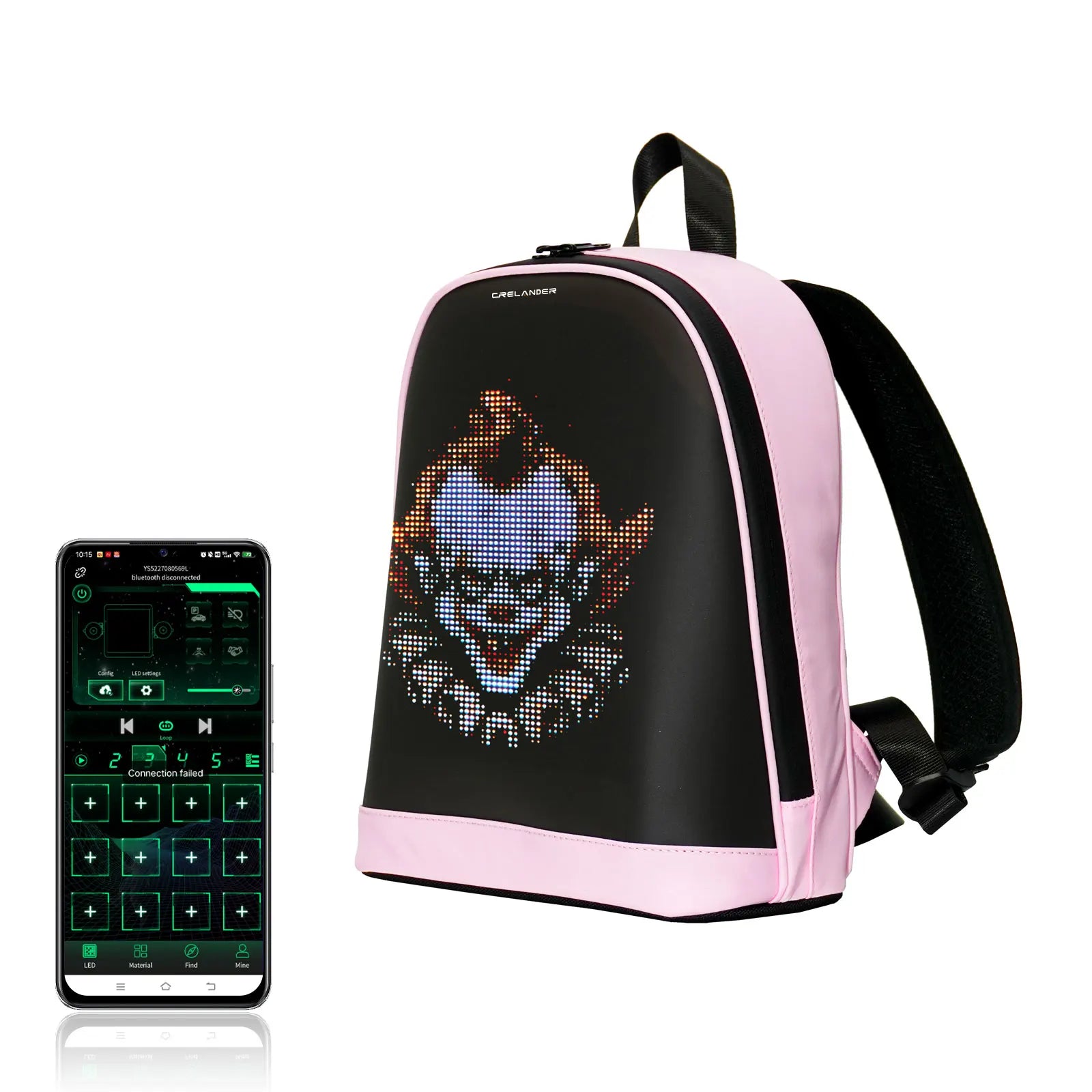 CRELANDER T7 Smart Backpack Black Women Bags Custom DIY LED Full Color Screen Smart LED Backpack Mini Knapsack