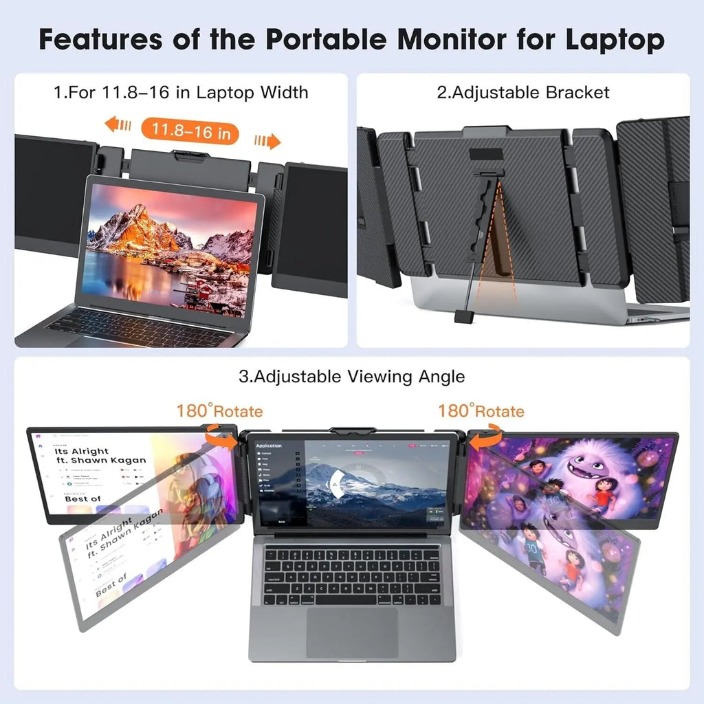 Factory Wholesale S2 IPS Full HD Dual Portable Monitors Tri Screen Monitor Extended Laptop Screen