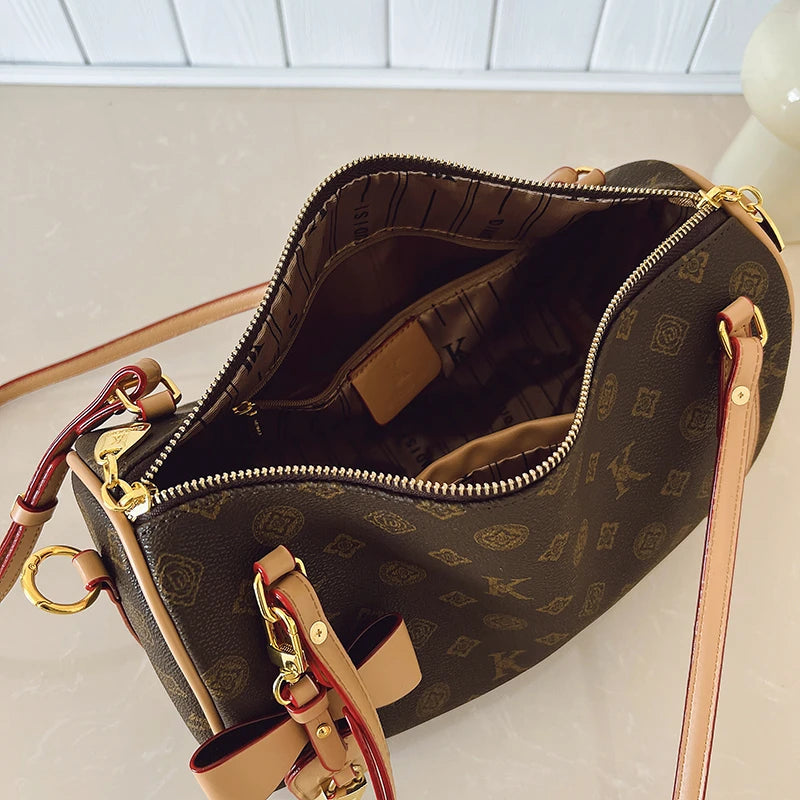 Fashion Geometric Pattern  Shoulder Bag Boston Pillow Commuting Handbag Large Capacity PU Zipper Portable Women's Bag.1071