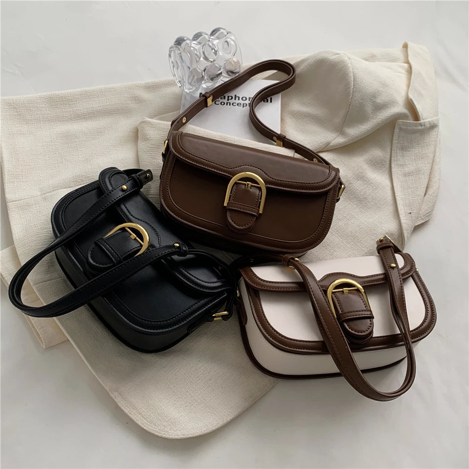 Saddle Shoulder Bags for Women Luxury Designer Small Crossbody Bag Leather Ladies Handbag Fashion Women Bags Flap Purse