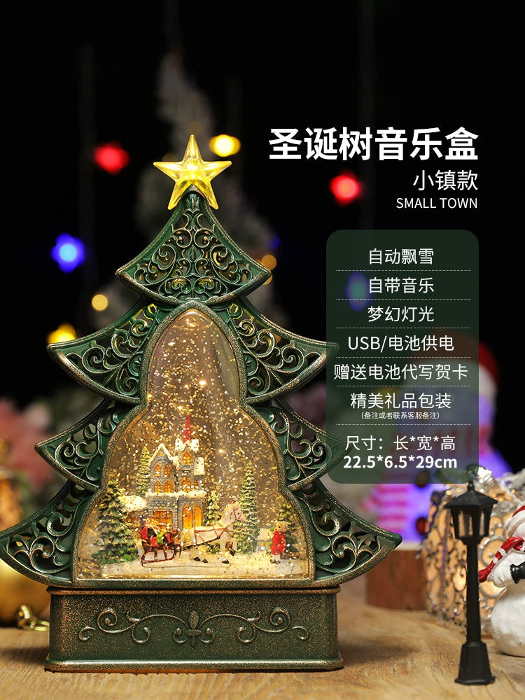 Christmas Tree Decoration Scene Decoration Decoration Elderly Snowflake Desktop Small Night Lamp Kids Gift Decoration Atmosphere