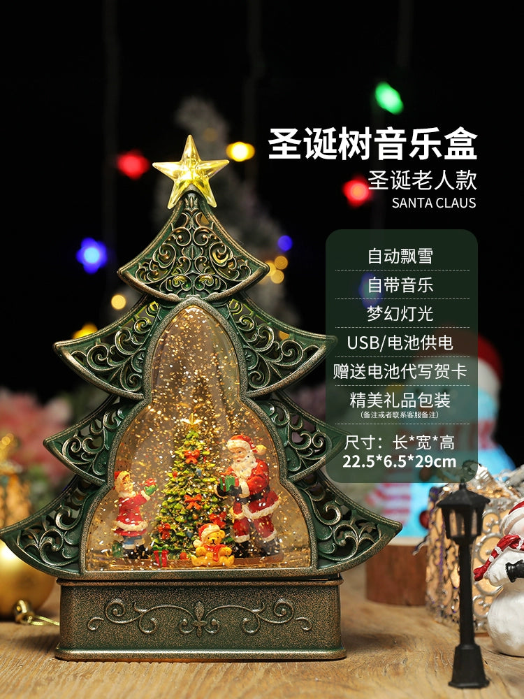 Christmas Tree Decoration Scene Decoration Decoration Elderly Snowflake Desktop Small Night Lamp Kids Gift Decoration Atmosphere