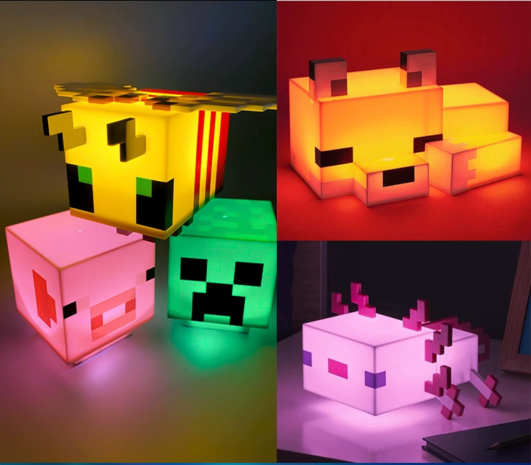 My World Torch Lamp Hand-Made Model MC Surrounding the Game Fox Salamander Ore Lamp Toy Small Night Lamp Ornaments