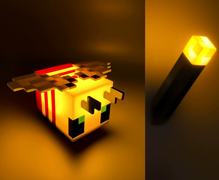My World Torch Lamp Hand-Made Model MC Surrounding the Game Fox Salamander Ore Lamp Toy Small Night Lamp Ornaments