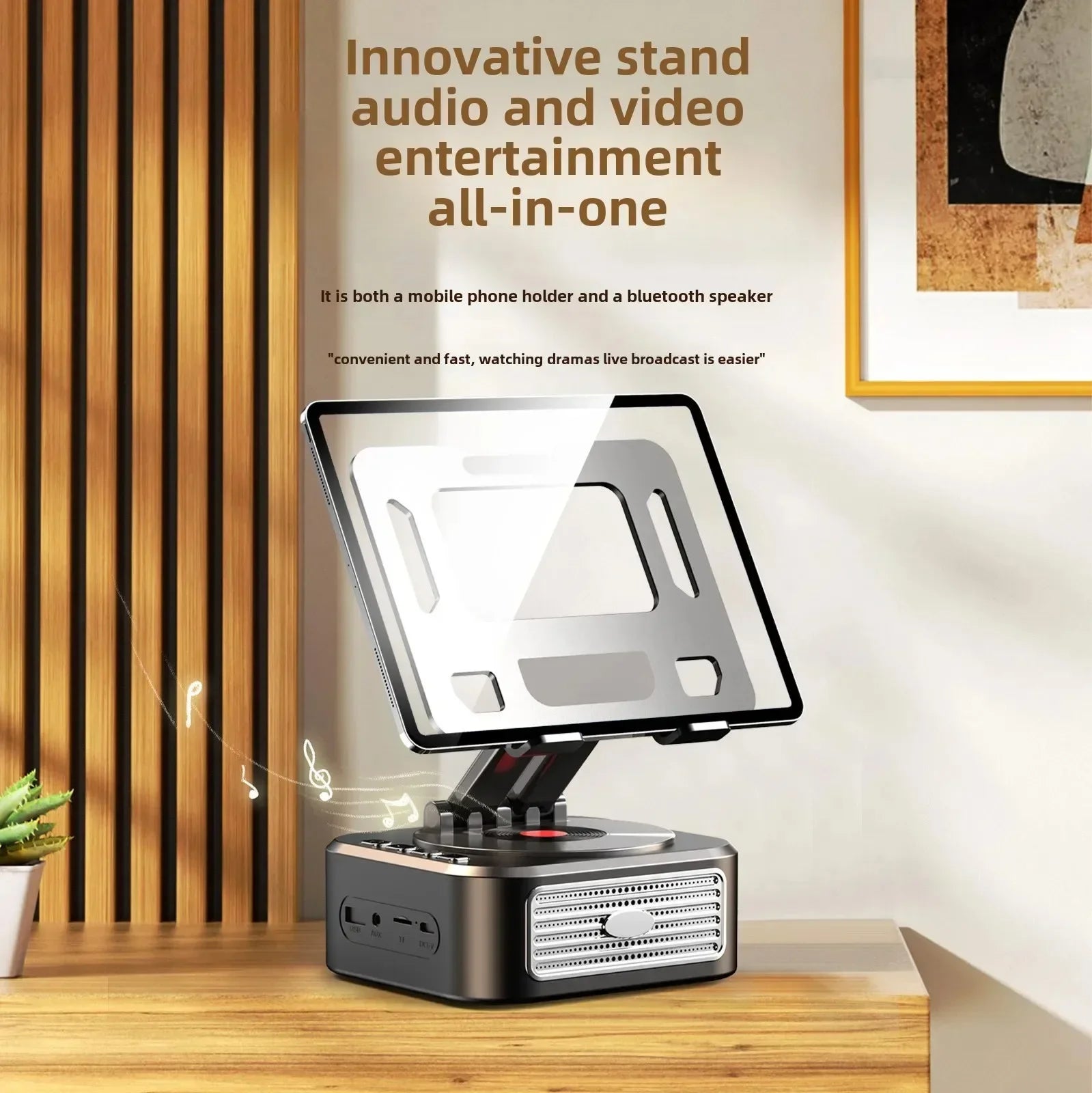 3-in-1 Bluetooth 5.3 Speaker with Tablet Holder Foldable Wireless Speaker Support Power Bank Charging For Video Meeting Live