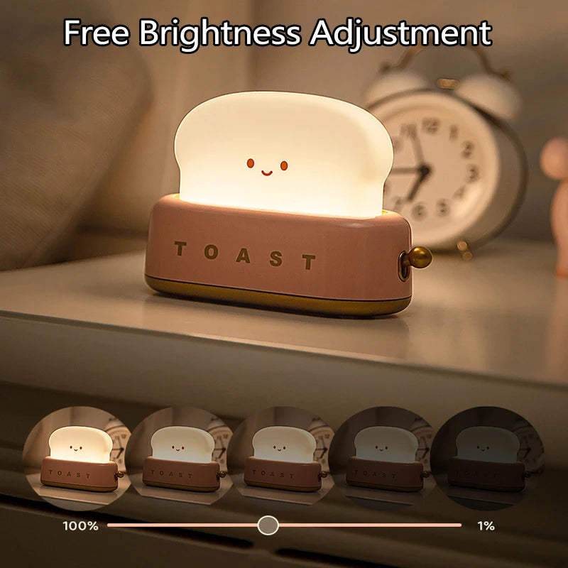 Bread Toast Table Light Toaster Nightlight Creative USB Rechargeable Led Lamp Decor Holiday Baby Bedroom For Birthday Gift