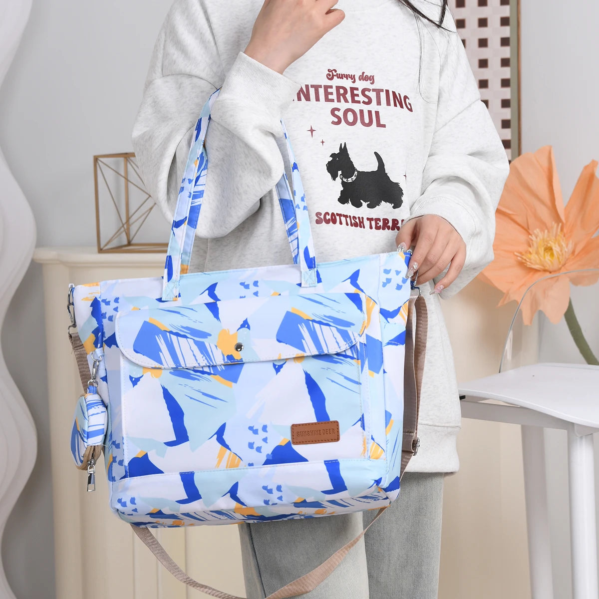 Tote Bag 2025 New Large-Capacity Crossbody Bag Lightweight Cloth Bag Middle-Aged Mother Bag Multi-Layer Shoulder Bag Travel Backpack Women's Coin Purse