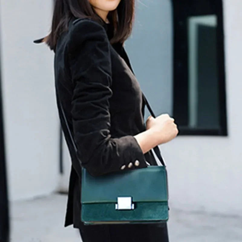 Women Messenger Bags High Quality Solid Color Patchwork Flap Handbags