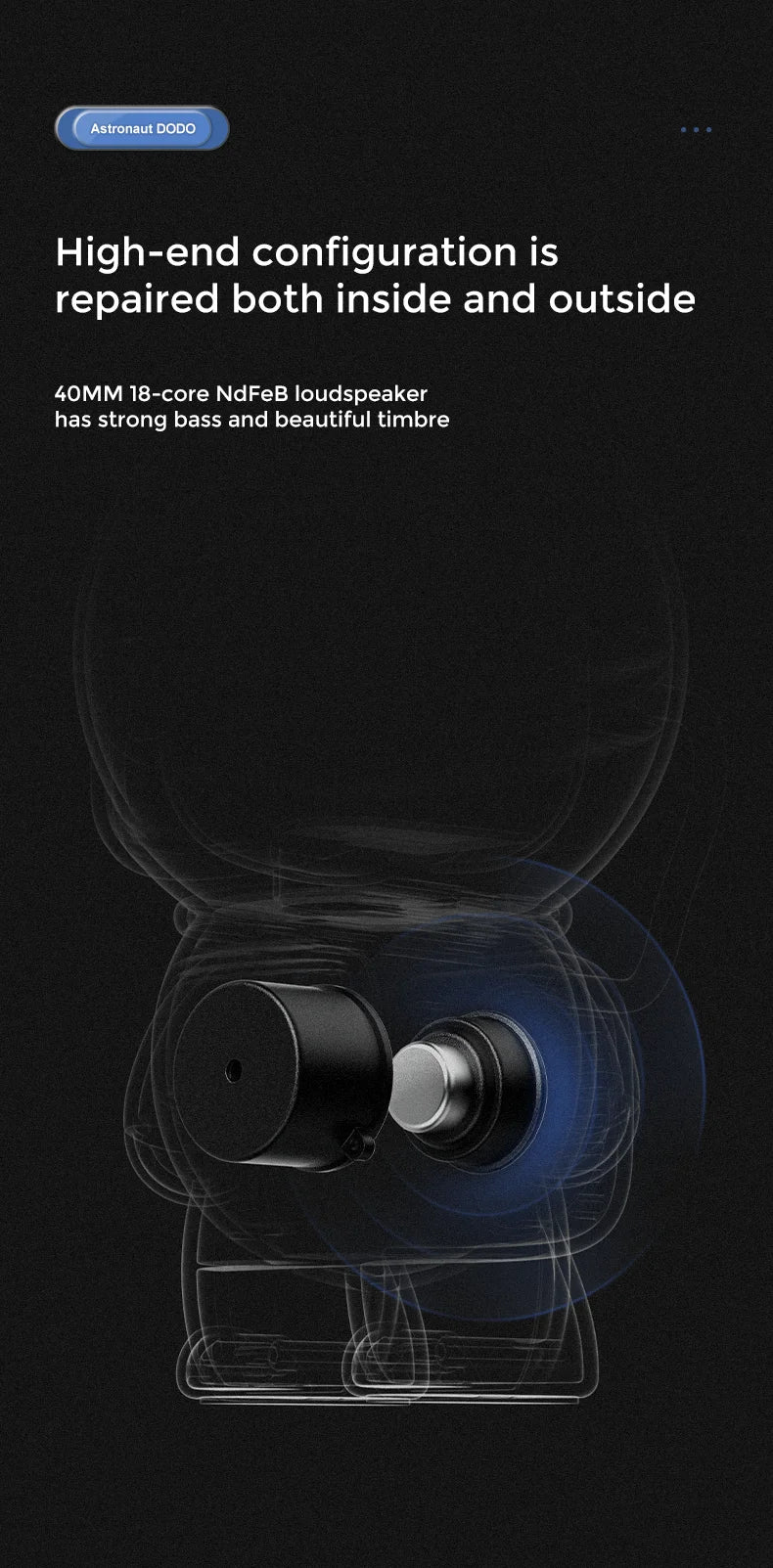 New portable wireless audio speaker, Smart Astronaut Bluetooth speaker with nightlight, FM radio, subwoofer, music speaker