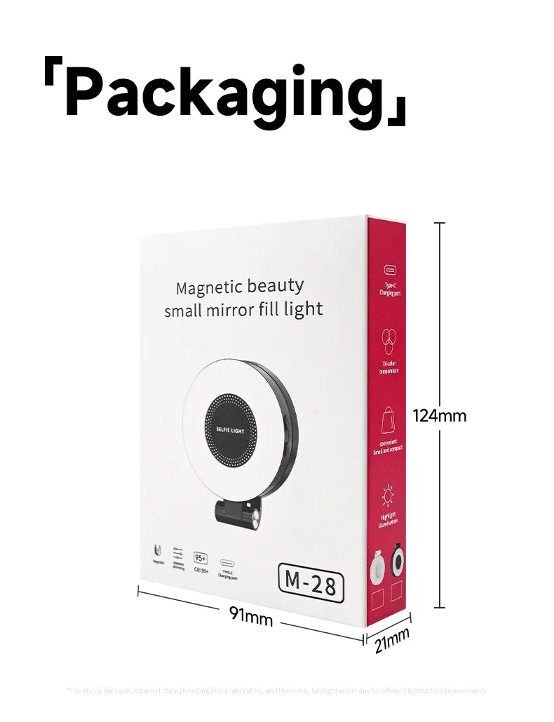 Magnetic Selfie Light Compatible with MagSafe iPhone&Android Phone Light with a Mirror 360° Folding LED Selfie Ring Fill Light