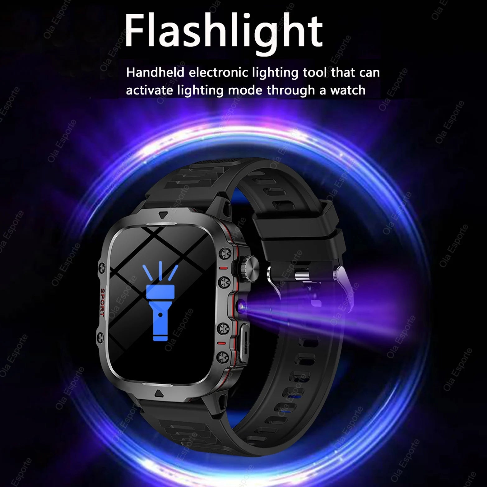 New Military GPS Smartwatch LED Flashlight Fitness IP68 Waterproof Outdoor Sports Tracker Bluetooth Calls Smart Watch Men Women