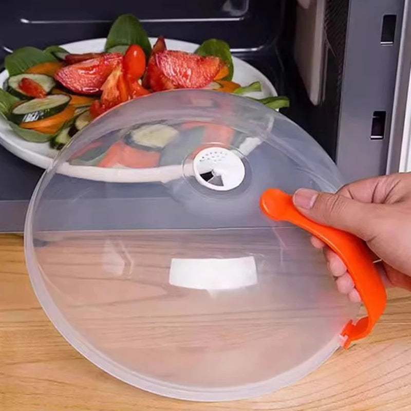 Microwave Cover With Handle High Temperature Resistant Microwave Splash Guard Lid Transparent Food Heating Cover with Steam Vent