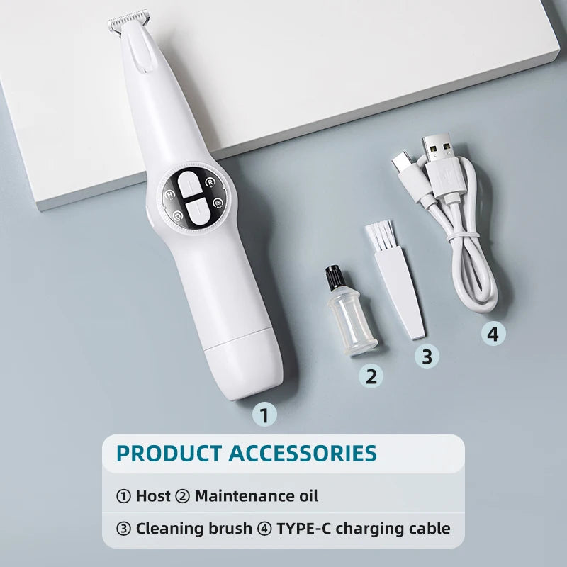 Pet electric clipper with LED lights, foot hair trimmer, professional dog and cat care products, USB rechargeable nail clippers