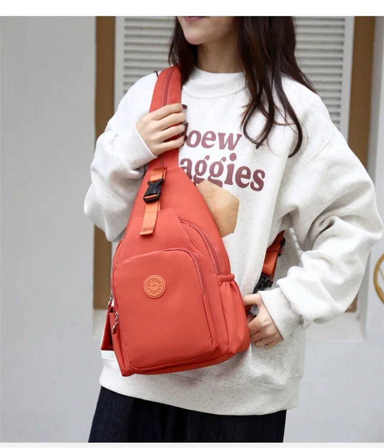 Korean Version of Nylon Fabric Fashion Trend Simple Casual Women Chest Bag with Large Capacity Multi-Functional Backpack 핸드백