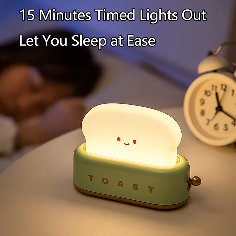 Bread Toast Table Light Toaster Nightlight Creative USB Rechargeable Led Lamp Decor Holiday Baby Bedroom For Birthday Gift