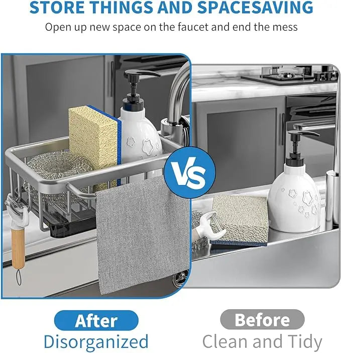 Kitchen Stainless Steel Sink Drainer Sponge Storage Faucet Rack Towel Rack Shelf Organizer Kitchen Accessories
