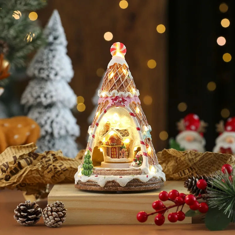Christmas Music Train LED Music Box Christmas Tree Gingerbread Man Music Box Night Light Xmas New Year Decor Ornament Gifts