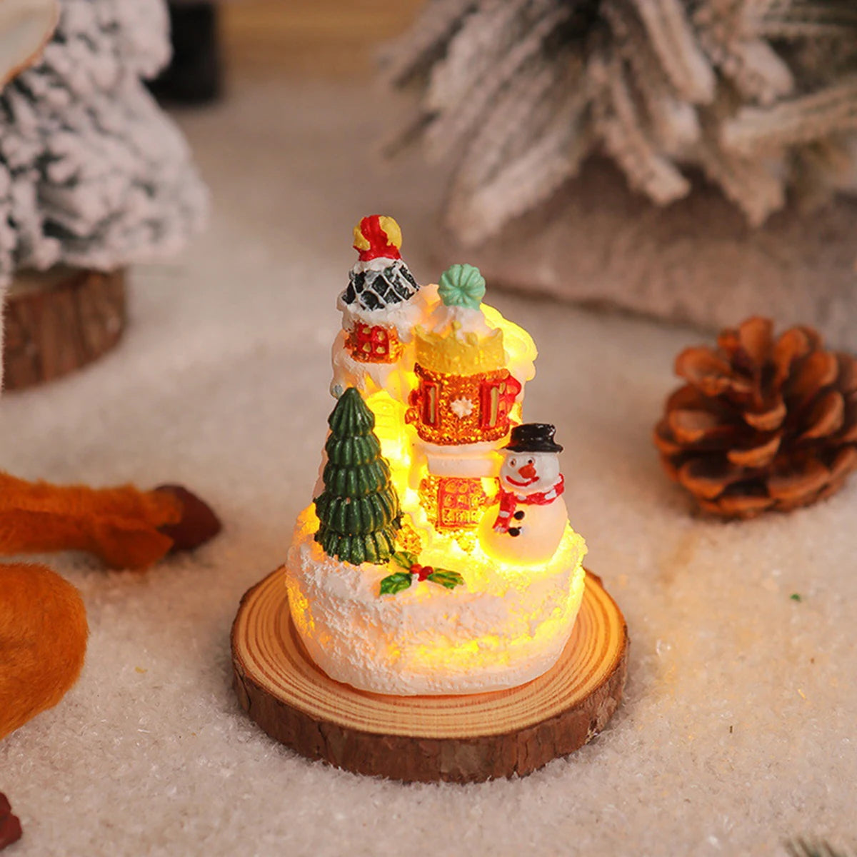 1/2pcsChristmas Resin Mini House Decor - Santa Snowman Tabletop Village, Cozy Xmas Must-have List Gift for Family