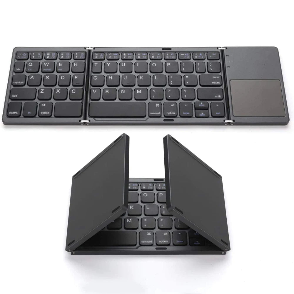 Portable Mini Three Folding Wireless Bluetooth Keyboard Foldable Touchpad Keypad for IOS Android Windows ipad Tablet Laptop