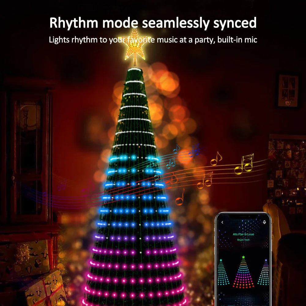 Christmas Tree Star Lights Smart RGB Christmas Light with Remote Timer Music Sync Bluetooth App Controlled Holiday Lighting