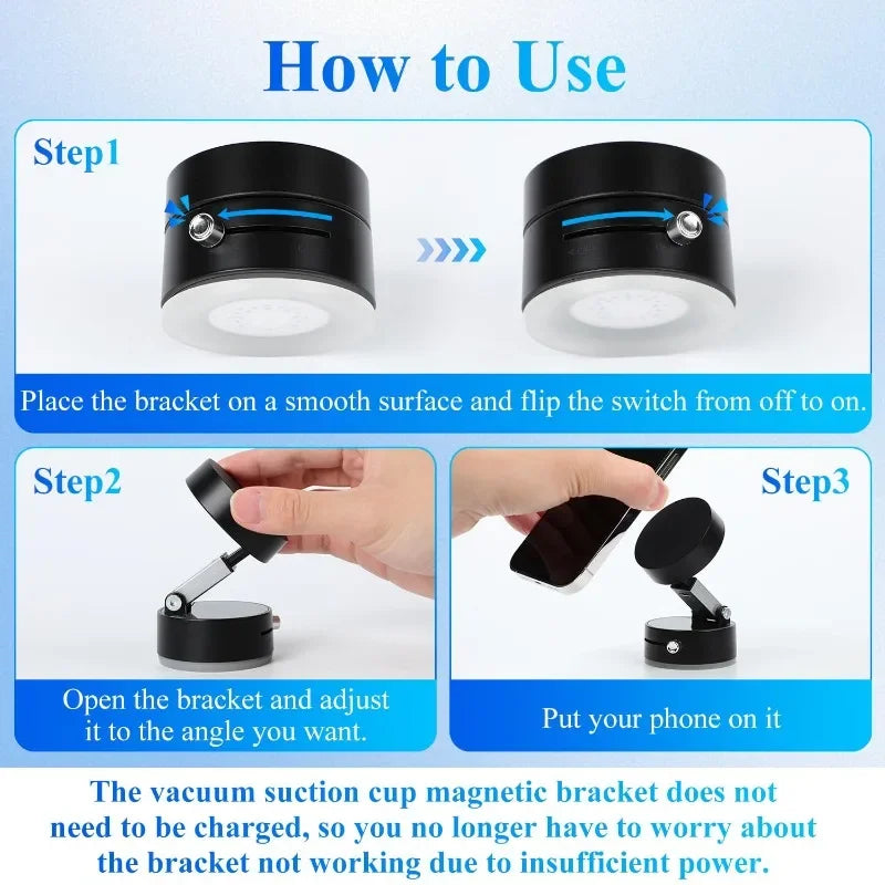 Vacuum Magnetic Suction Cup Folding Swivel Phone Stand 360 Degree Rotation Phone Holder For Iphone Car cell Phone Bracket