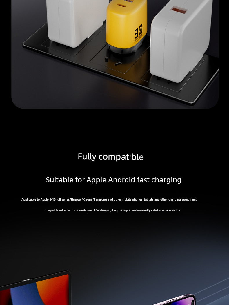 PD Gallium Nitride Two-Drag Two-Magnetic Data Cable Charging Plug